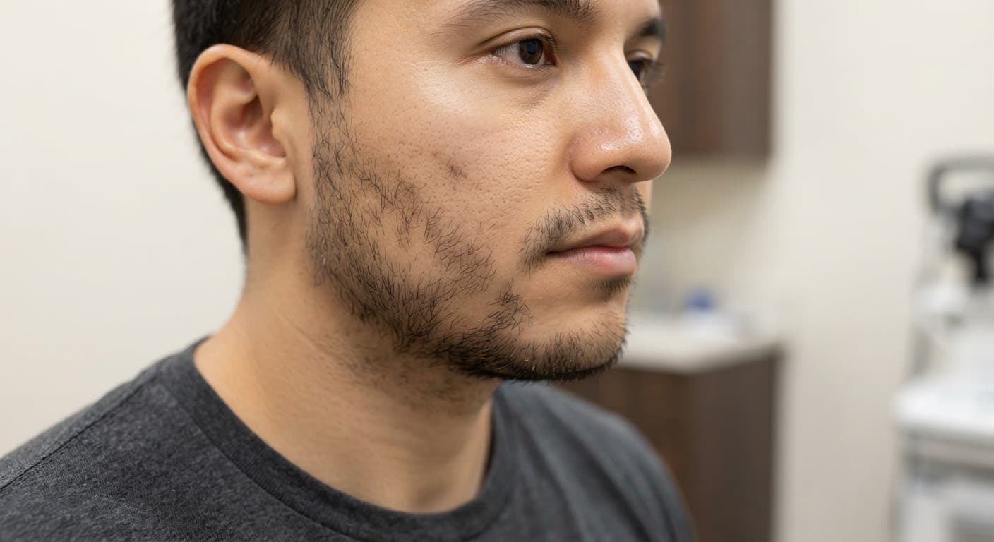 Patchy beard before transplant