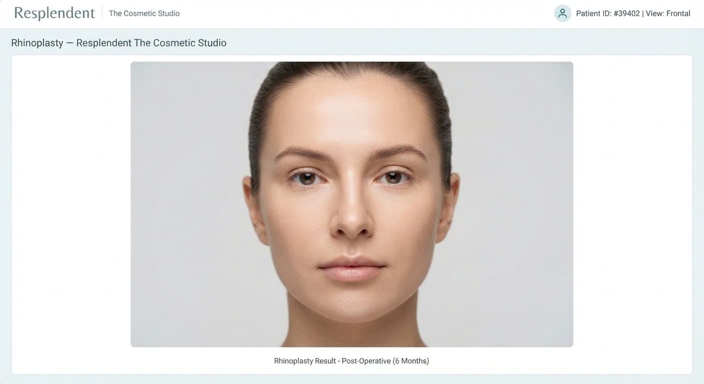 Symmetrical straight nasal midline after surgery
