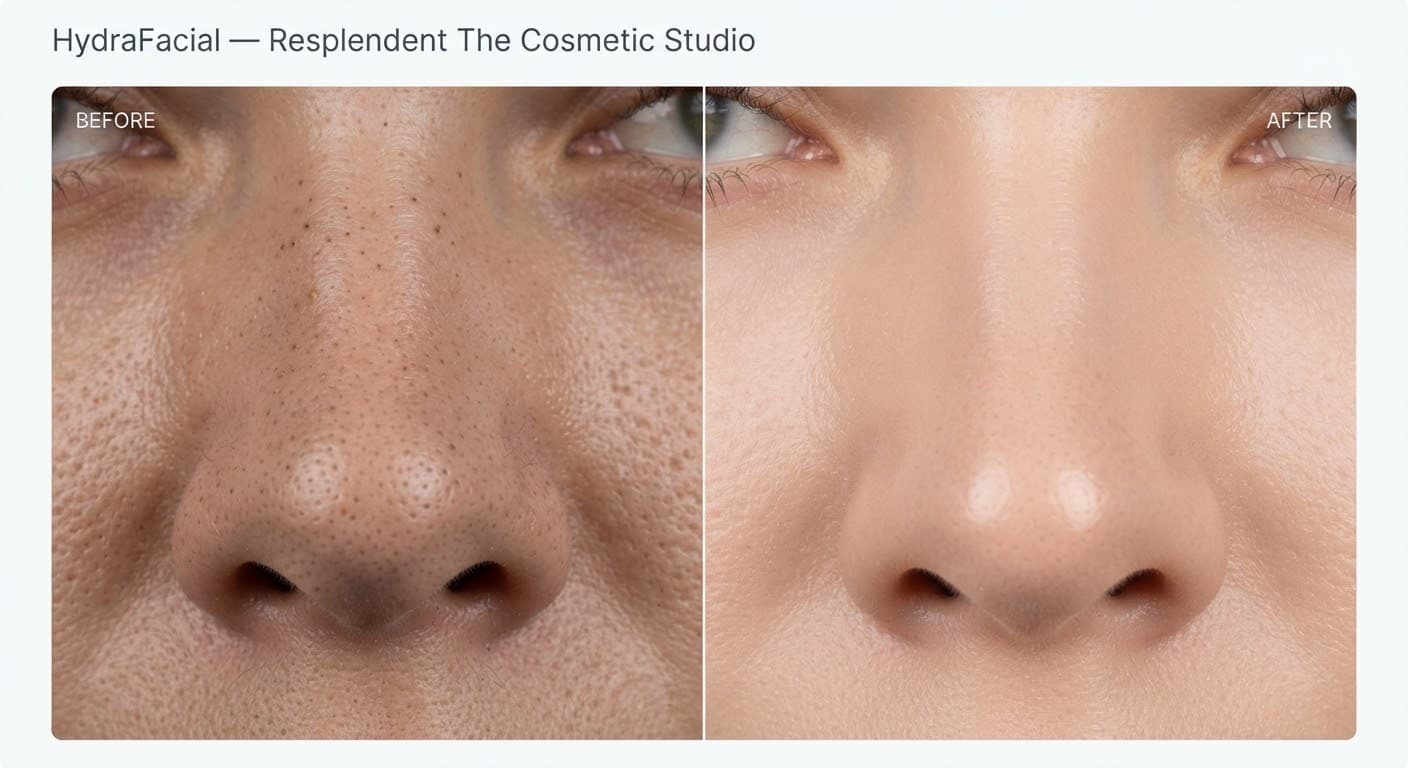 T-zone pores before and after HydraFacial