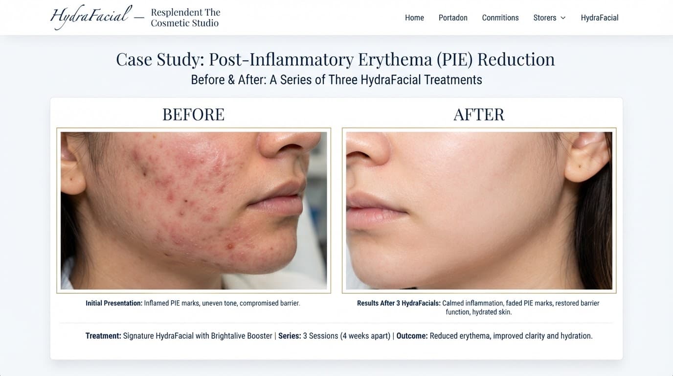 Post-acne erythema calmed after treatment