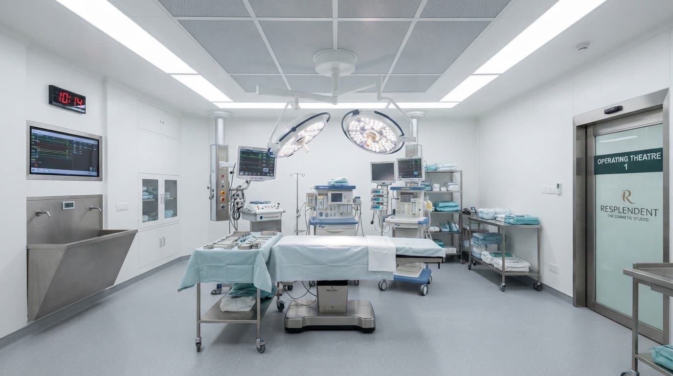 Sterile modular operating theatre with laminar air flow ceiling