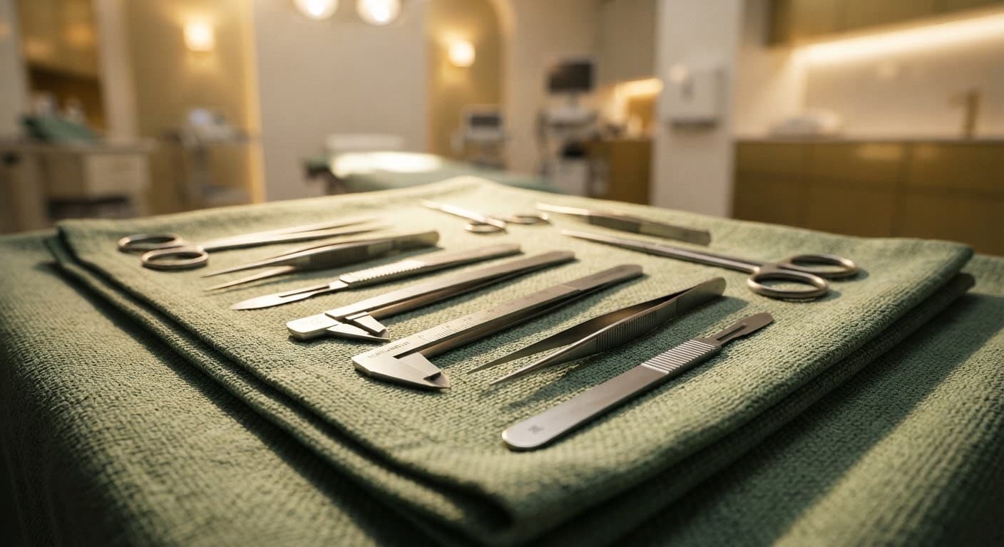 Precision surgical instruments on a sterile drape